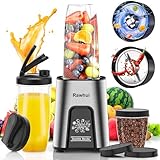 Rawhui Mixer Smoothie Maker to go, 2in1 Mini Mixer Küche zum Mahlen & Mixen, 800W Blender Elektrisch standmixer mit 2 flaschen & 6-Klingen Edelstahl, Hochleistungsmixer Für Küche, Babybrei, Shakes