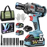 Yanhama Akku Schlagschrauber 1400 NM Mit Doppel 21V 4.5Ah Akku Akkuschlagschrauber Kfz Reifenwechsel Drei Geschwindigkeit Rotation Professioneller Schlagschrauber Kit+Werkzeugtasche+Handschuhe