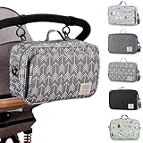 Hooolee Kinderwagen Organizer, Universal Kinderwagentasche Kinderwagen Zubehör mit Schultergurt Tragbar Buggy Tasche Große Kapazität für Windeln, Spielzeug, Handys und Andere Babysachen