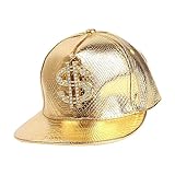 Goldgräbermütze - Baseballmütze Mit Dollarzeichen,Hip-Hop Lustige Hüte Geld Hut, Gold-Dollar-Kappe, 80er/90er Jahre Rock-Cap Mit Flacher Krempe,Verstellbare Snapback Für Maskerade, Anziehparty