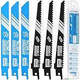 EffektWerk - Säbelsägeblätter für Holz und Metall - 6-teilig - 3 HCS-Stahlsägeblätter für Holz - 3 Bimetall-Stahlblätter für Metall - 6/14/18/24 TPI (Zähne pro Zoll)