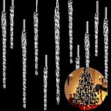 BOAO 25 Stück Klar Glas Eiszapfen 3,5-7,8 Zoll Verdreht Weihnachts-Ornamente Hängende Dekorationen