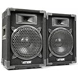 MAX MAX8 - Passives PA Lautsprecher Set, 400 Watt mit 8 Zoll Tieftöner, Partybox mit Griffe, Passive DJ Partylautsprecher, Disco Lautsprecherbox in Schwarz