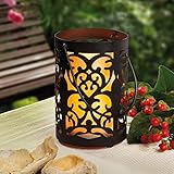 Hellum 300277 Laterne Deko Ornament Metall m. LED-Kerze gelb Windlicht Kerzenhalter