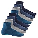 Footstar Damen & Herren Kurzschaft Socken mit Frottee-Sohle (8 Paar) Sneak It! - Jeans 39-42