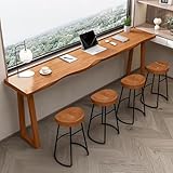 Industrieller Bartisch aus Massivholz, hoher schmaler Esstisch für kleine Räume, rustikaler Bistrotisch (160 x 45 x 105 cm), perfekt für Küchen und Essbereiche