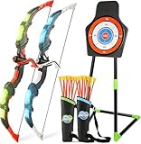VROGTIK LED Bogenschieß-Set für Kinder 4-12 Jahre – Inkl. Bogen & Pfeilen, Stehendes Ziel – Perfektes Outdoor-Sportspielzeug für Jungen & Mädchen (Blau/Grün)