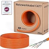 HB-DIGITAL 25m CAT 7 Netzwerkkabel LAN Kabel Verlegekabel Ethernet Installationskabel 10 Gbit/s AWG23 S/FTP - GHMT Zertifiziert - reines Kupfer LSZH BauPVO Klasse Cca Datenkabel Simplex - Orange
