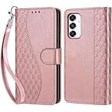 Knoowcase Schutzhülle für Samsung Galaxy S25 FE, stoßfest, Brieftasche mit Kartenhalter, geometrisches PU-Leder, weiches Silikon, Magnet-Ständer, Roségoldwürfel