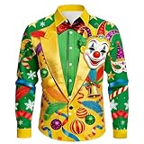 DUHENWU Herren Hemd Karneval Bunte Freizeithemd Casual Hemden Formelle Kleidung Regular Fit Langarm Mantel Business Hemdjacke Hip Hop Disco Hippie Fischerhemd Für Party Abschlussball