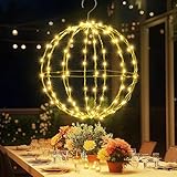 Joomer Weihnachtsbeleuchtung Außen Batterie, 30cm Hängende Kugel Lichter mit Timer 120 LED Weihnachtsdeko Lichterkette Außen 8 Modi Wasserdichte für Wohnzimmer Garten Party Innen(1 Stück,Warmweiß)