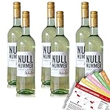 6 Flaschen Null Nummer Pinot Grigio alkoholfreier Wein, sortenreines Weinpaket + VINOX Weinkarten (6x0,75 l)