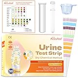 Accufast 10 Parameter Urin Teststreifen – 50x Urinanalyse Schnelltest – Teste auf Harnwegsinfektionen Ketose – Heimtest für Gesundheit mit Urinbecher & Katheter, Wasserdichte Farbabgleichkarte
