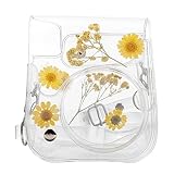 DIYEAH 1 Stück Sofortbildkamera Hülle Transparent PVC Schutzhülle Kompatibel mit Mini Blumenmuster Leicht Abnehmbarer Schultergurt Schützt vor und Kratzern