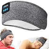 Schlafkopfhörer Bluetooth Sport Stirnband, Kabellos Schweißfest Stirnband Musik Bluetooth Kopfhörer für Männer Frauen, Weiche Kopfhörer für Sport, Fitnessstudio, Laufen, Joggen, Yoga (Grau)