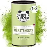 GREEN PANDA® Bio Gerstengras Pulver aus Österreich | Gerstengrassaft Pulver für grüne Smoothies, Super Green Pulver Shakes, Chlorophyll zum Trinken | in nachhaltiger Dose aus Karton |125g