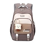 Harsever Schulrucksack Teenager Schulranzen für Mädchen (Khaki)