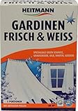Heitmann Gardinen Weiss und Frisch, 5 Portionsbeutel: Entfernt Schmutz und Grauschleier aus Gardinen - Waschmittel-Ergänzung gegen Gilb, Nikotin und Gerüche - für lange Frische und ein brillantes Weiß
