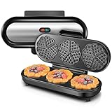 FOHERE King Size Waffeleisen, 15 Herzwaffeln in 2 Minuten, Herzwaffeleisen mit 3 Antihaftbeschichteten Backflächen für klassische Herzwaffeln, Backampel, 1200W, Edelstahl, ideal für Familie & Party
