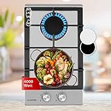 Klarstein Gasherd, Gaskochfeld 2 Flammig, Einbau-Gaskocher für Zuhause & Wohnmobil, Edelstahl Campingkocher, Gasherd für Propan- und Erdgas, Gas-Herdplatte mit Wok Brenner, Gas Kocher 4000 Watt