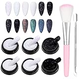 6 Farben Nagelglitzer, Glitzer für Nägel Schimmernder Zucker Effek, 3D Nagel Glitzerpulver Nagelkunst Glitzerpuder für Maniküre Dekoration Handwerk