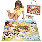 BONNYCO XXL Puzzle Kinder Bauernhoftiere mit 48 Große Teile. Bodenpuzzle XXL 92 x 62 cm als Geschenke für Kinder. Puzzel Lernspielzeug für Jungs und Mädchen 2-8 Jahre