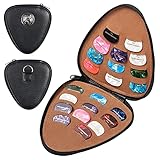 Dadanism Gitarre Plektrum Halter, PU Leder Guitar Pick Aufbewahrungstasche mit 22 Gitarrenplektren Plektrenhalter Box Gitarren Zubehör Kit für Akustische E Gitarre Gitarrenliebhaber Geschenk Muttertag