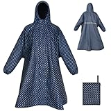 LUROON Leichter Wasserdichter Regenponcho Regenjacke Damen Herren mit Kapuze Faltbare Regencape Fahrrad mit Taschen Reflexstreifen, Wiederverwendbar Regenmantel für Wandern Angeln Radfahren Reisen
