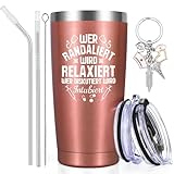 Livole Krankenschwester Geschenke Weihnachten, Schlüsselanhänger Krankenschwester Tasse Ärztinnen Ärztin Frauen Sie - Wer Randaliert wird Relaxiert wer Diskutiert wird Intubiert - 600ml Thermobecher