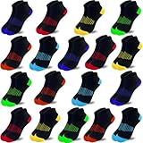 Tsmollyu Sportsocken für Jungen, Baumwolle, niedrig geschnitten, für kleine und große Kinder (3–5 Jahre), 18 Paar, Mehrfarbig Nr. 1, 3-5 Jahre