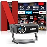 Smart Beamer 4K【Netflix Official & Dolby Audio】 30000L Auto Fokus/6D Trapezkorrektur Beamer Full HD 1080P, VOPLLS WiFi6 Bluetooth Unterstützt 4K Video Beamer Heimkino/Outdoor für PS5/ Handy Projektor