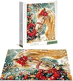Puzzle 5000 Teile Erwachsene, Weihnachten Puzzle 5000 Teile, EIN Herausforderndes Rätsel, Pferd Holzpuzzle Erwachsene mit Verpackungsbox, Puzzlespiele für Die Ganze Familie, Wanddeko Geschenk H-6207