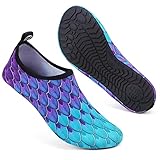 Mabove Badeschuhe Wasserschuhe Schwimmschuhe Damen Strandschuhe Aquaschuhe Barfussschuhe Neopren Surfschuhe(Lila Meerjungfrau,38/39 EU)