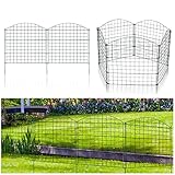 Randaco Teichzaun Gartenzaun 5tlg Set, Gartenzäune Dekorative mit 11 Zaunelemente-5 Zaunelemente und 6 Befestigungsstäben, Metallzaun Gitterzaun Länge 3,75 m (Oberbogen, Grün)