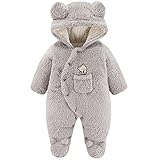 Fewlby Baby Overall Winter Strampler, Schneeanzüge mit Kapuze Spielanzug Jungen Mädchen Spieler Winterkleidung Baby Winter Outfits, 3-6 Monate