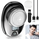 Mini Rasierer Herren, Rasierer Herren Elektrisch, Tragbarer Rasierer Elektrorasierer, USB Type C Rechargeable, Waschbarer Nass und Trockenrasierer, Rasierer mit Leistungsanzeige