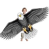 SGftre Drachen für Kinder und Erwachsene, Großer Adlerdrachen für Jungen und Mädchen, Einfach zu Fliegen für Anfänger, Drachenspielzeug für Strandausflüge, Park-Outdoor-Aktivitäten (Black Eagle)