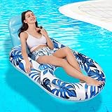 Schwimmsessel für Pool Erwachsene, 2 In 1 Aufblasbarer Sessel für Pool mit Rückenlehne, Wasser Luftmatratze Pool für Erwachsene, Poolsessel Wasserliege für Tanning Pool Sommerparty