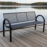 MATERIUM® Gartenbank Metall Schwarz - extra stabile Bank aus Metall mit 150 cm Sitzbreite, wetterfest & widerstandsfähig - hochwertige Sitzbank aus Stahl mit edler Pulverbeschichtung (Schwarz Matt)