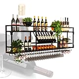 Wand-Weinregal mit LED-Licht – Wandmontiertes Likörregal Schrank für Hausbar, Esszimmer, Küche – 3 Schichten