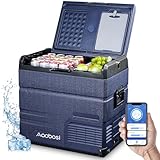 AAOBOSI Kompressor Kühlbox 54 L, Kühlbox Auto mit Dual Zone bis -20 °C, Kühlbox 12v 230v Tragbar mit App-Steuerung für Camping, LKW, Boot, Reisemobil, Touch-Steuerung, Anti-Shake