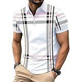ZBJZUIMEI T-Shirts Für Herren Shirts Arbeit Casual Lapel Kurzarm Basic Modern Polka Dot Farbe Block Knöpfe Sommer Regular Fit Shirt-dpl07-weiß-m