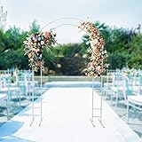 DAOHHFO Metall Hochzeitsbogen Hintergrund Ständer 2,2m (7,2ft) | Stabiler Hochzeitsbogen für Feiern + Events | Traubogen Hochzeit Dekorationsbogen mit Standfuß für Indoor/Outdoor (Weiß)