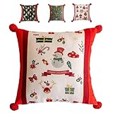 Weihnachtliche Jacquard-Dekoration Kissenbezüge, Dekokissen mit Buntem Weihnachtsmotiv, Rechteckige und quadratische bestickte Kissen mit Einsätzen, für Wohnzimmer, Couch, Sofa, Bett (Stil A,10)