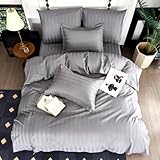 Amolavet Hotel Bettwäsche 135x200 Baumwolle Grau 2teilig Set Bettwäsche 135x200 Mako Satin Baumwolle Damast Streifen Grau mit Reißverschluss für Ganzjährig