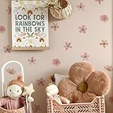 Neukids Boho Aquarell Rosa Gänseblümchen Kinder Wandaufkleber-48 Stück,Mädchen Wandtattoo Kinderzimmer Aufkleber für Kinder Schlafzimmer Wohnzimmer Kindergarten Fenster Wanddekoration