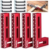 90 Grad Positionierwinkel, Preciva Rechtwinklige Klemmen 4 Stück 90 Grad Winkelspanner Zimmermannswinkel aus Aluminiumlegierung für Holzbearbeitung, Heimwerken (4 Stück, Rot mit Schwarz)
