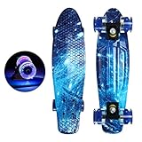 COSSIKA Komplettes Skateboard, blinkendes Fisch-Skateboard für Erwachsene, Kinder, Teenager, Skateboards für Teenager, Skateboard, Erwachsene, Skateboard, Skateboard, 55,9 cm