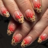 French Tips Kunstnägel zum Aufdrücken, Mandelform, vollständige Abdeckung, künstliche Nägel, Acrylkleber auf Nägel, für Damen, 12 Größen