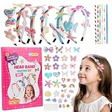 6 Stück DIY Haarreifen Mädchen, Haarschmuck Bastelsets Kinder, Bastelset Kinder ab 5-12 Jahr, Geschenke für Mädchen, Haarreifen Spielzeug Geschenk, Kreative Basteln Geschenke